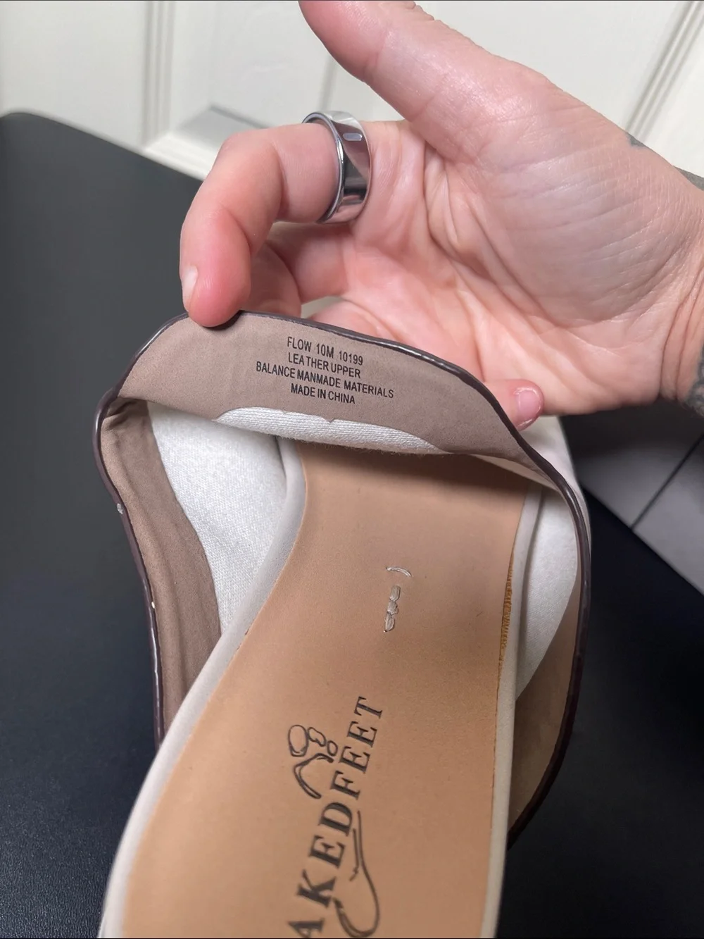 Naked Feet White and Gray Platform Slide Sandals